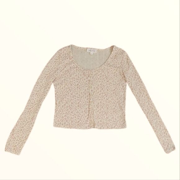 EC PINK ROSE ANIMAL PRINT LONG SLEEVE BUTTON IN THE FRONT TOP SZ. M - Picture 1 of 4